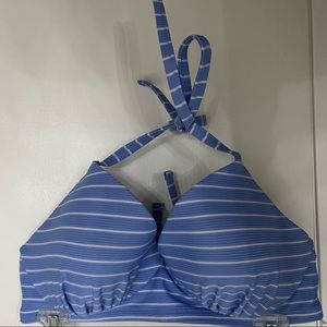 blue striped bikini top